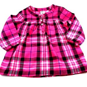 Carter's Baby Shirt Size 12m Girls Pink Button Long Sleeve Children Kids Top